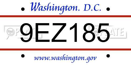 9EZ185 District Of Columbia License Plate
