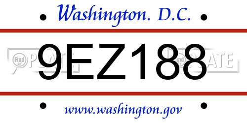 9EZ188 District Of Columbia License Plate
