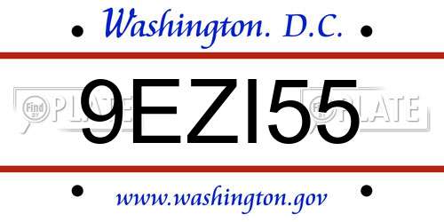 9EZI55 District Of Columbia License Plate