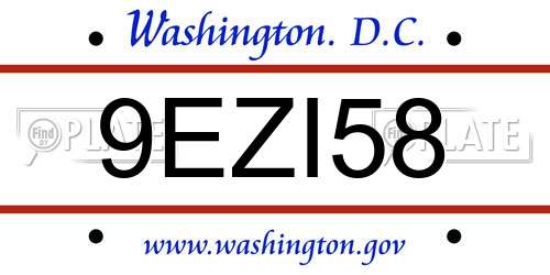 9EZI58 District Of Columbia License Plate
