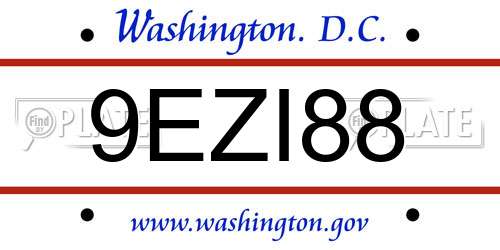 9EZI88 District Of Columbia License Plate