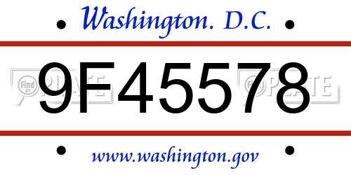 9F45578 District Of Columbia License Plate