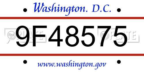 9F48575 District Of Columbia License Plate