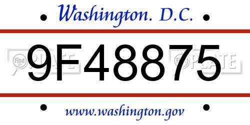 9F48875 District Of Columbia License Plate
