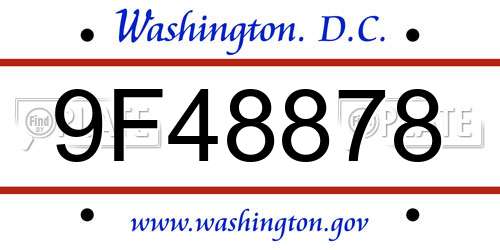 9F48878 District Of Columbia License Plate