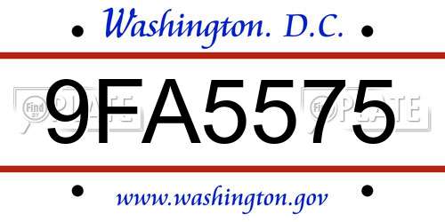 9FA5575 District Of Columbia License Plate