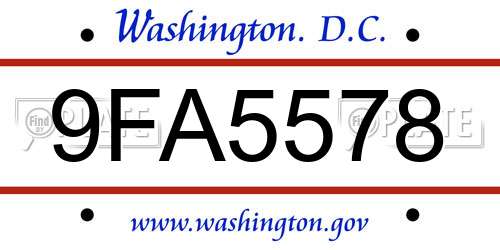9FA5578 District Of Columbia License Plate