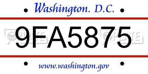 9FA5875 District Of Columbia License Plate