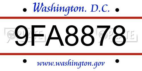 9FA8878 District Of Columbia License Plate