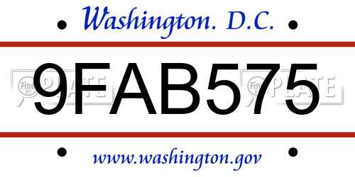 9FAB575 District Of Columbia License Plate