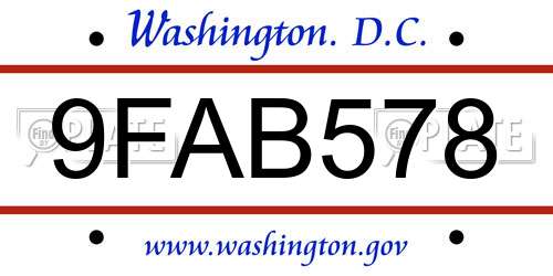 9FAB578 District Of Columbia License Plate