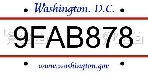 9FAB878 District Of Columbia License Plate