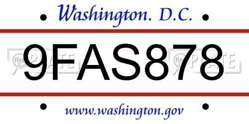 9FAS878 District Of Columbia License Plate