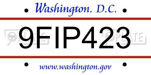 9FIP423 District Of Columbia License Plate