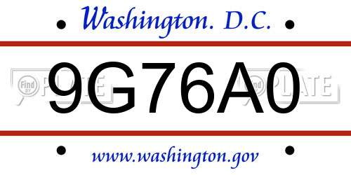 9G76A0 District Of Columbia License Plate