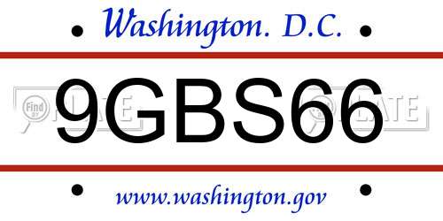 9GBS66 District Of Columbia License Plate