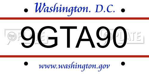 9GTA90 District Of Columbia License Plate