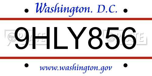 9HLY856 District Of Columbia License Plate