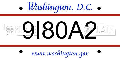 9I80A2 District Of Columbia License Plate