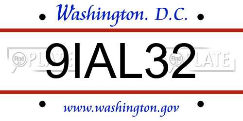 9IAL32 District Of Columbia License Plate