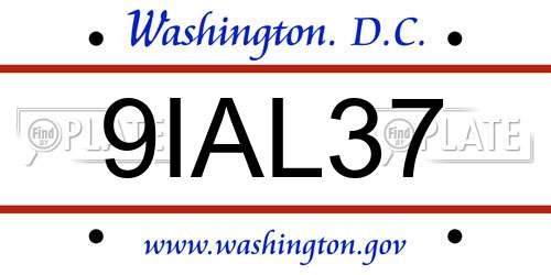 9IAL37 District Of Columbia License Plate