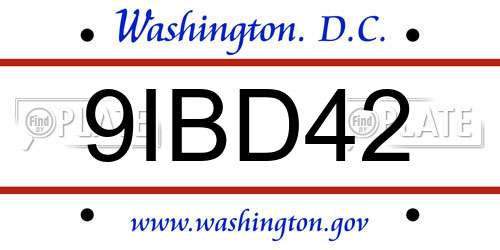 9IBD42 District Of Columbia License Plate