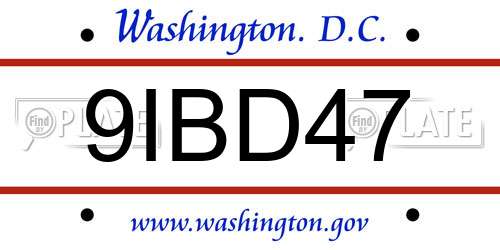 9IBD47 District Of Columbia License Plate