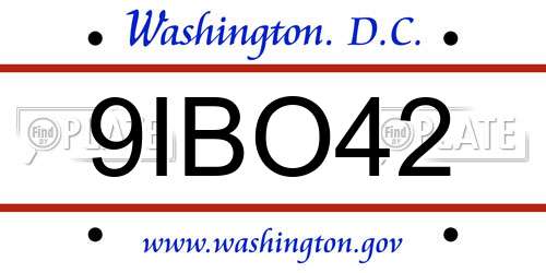 9IBO42 District Of Columbia License Plate