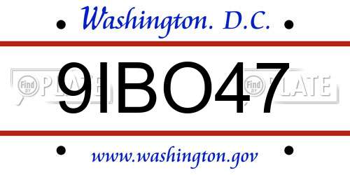9IBO47 District Of Columbia License Plate