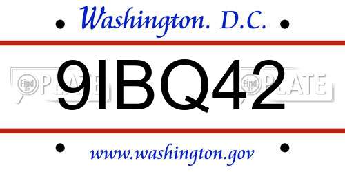 9IBQ42 District Of Columbia License Plate