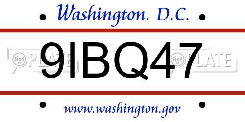 9IBQ47 District Of Columbia License Plate