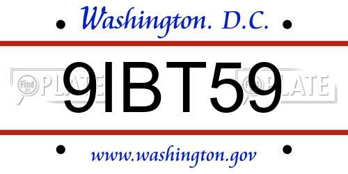 9IBT59 District Of Columbia License Plate