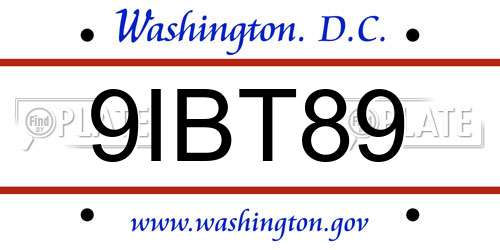 9IBT89 District Of Columbia License Plate