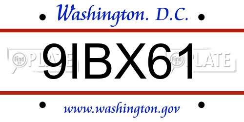 9IBX61 District Of Columbia License Plate