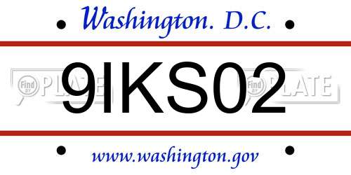 9IKS02 District Of Columbia License Plate