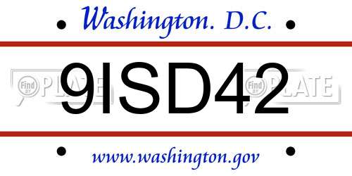 9ISD42 District Of Columbia License Plate