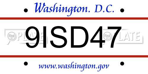 9ISD47 District Of Columbia License Plate