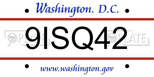 9ISQ42 District Of Columbia License Plate