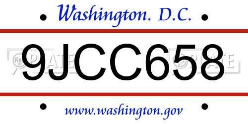 9JCC658 District Of Columbia License Plate