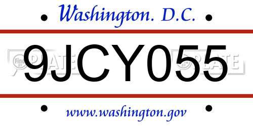 9JCY055 District Of Columbia License Plate