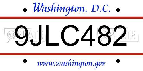 9JLC482 District Of Columbia License Plate