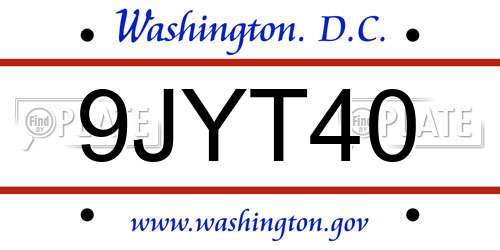 9JYT40 District Of Columbia License Plate