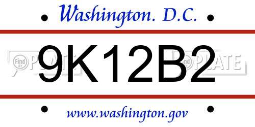 9K12B2 District Of Columbia License Plate