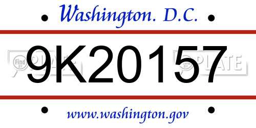 9K20157 District Of Columbia License Plate