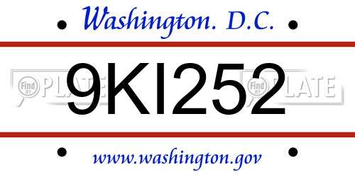 9KI252 District Of Columbia License Plate