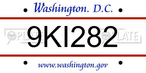 9KI282 District Of Columbia License Plate