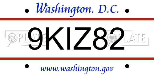 9KIZ82 District Of Columbia License Plate