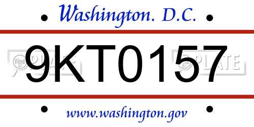 9KT0157 District Of Columbia License Plate
