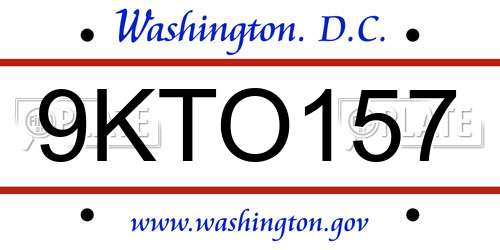 9KTO157 District Of Columbia License Plate