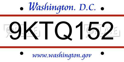 9KTQ152 District Of Columbia License Plate